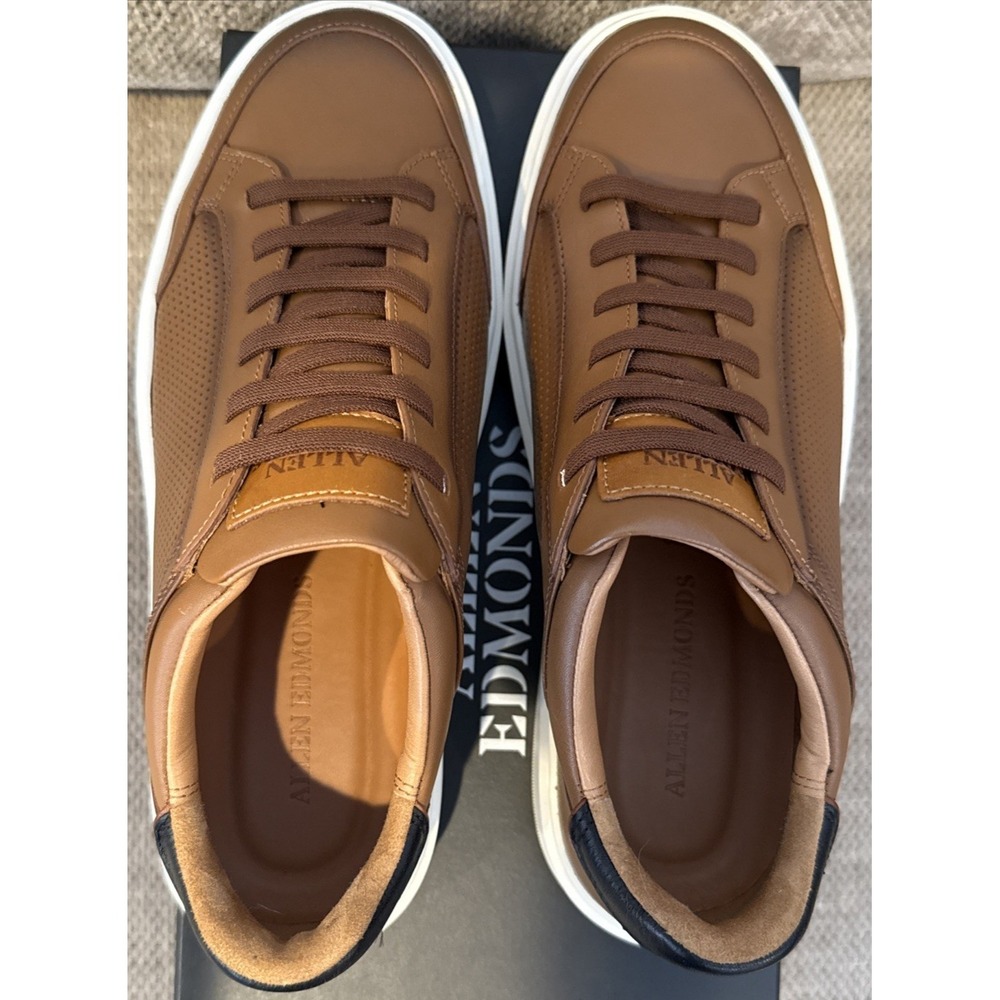 Allen Edmonds Oliver Sneaker Mens 8 3E Luggage Tan New Leather Slip-On EC4501007 - Picture 8 of 16